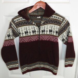 Nomads Wool Blend Full Zip Hoodie Sweater Alpaca Fair Isle Youth Size 8